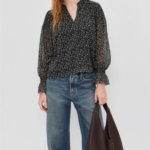 Madewell Black Floral Blouse